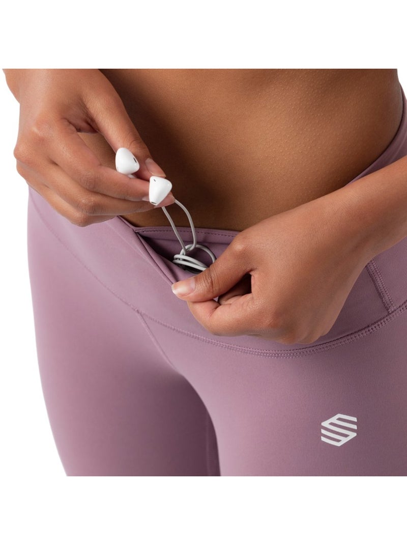 Leggings sport taille mi-haute fitness femme luxe Mauve - Kiabi