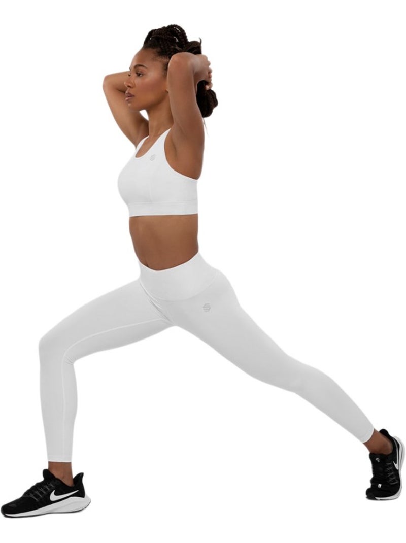 Leggings sport taille mi-haute fitness femme run Blanc - Kiabi