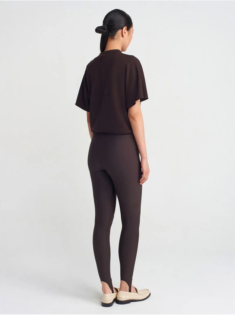 Leggings taille haute à jambe fuselée dilvin Marron chocolat - Kiabi