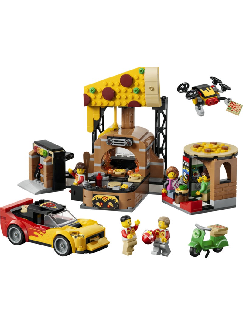Lego 60496 - la pizzeria et ses véhicules de livraison Bleu - Kiabi