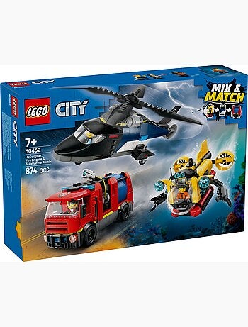 LEGO City - Hélicoptère, camion de pompiers et sous-marin modulable - 60462