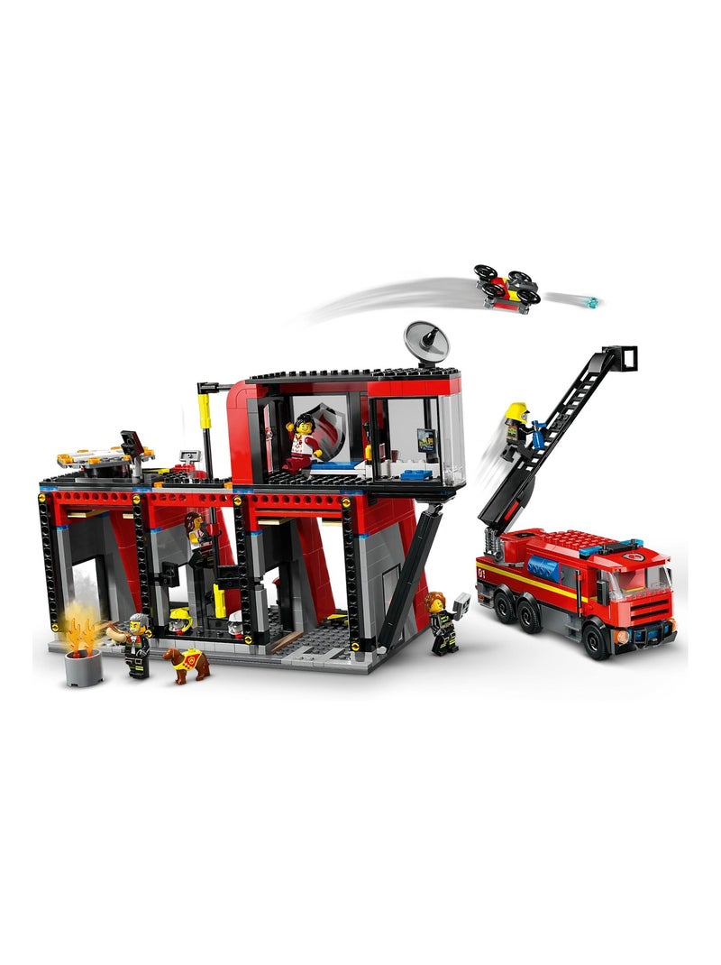 LEGO City - La caserne et le camion de pompiers - 60414 Multicolore - Kiabi