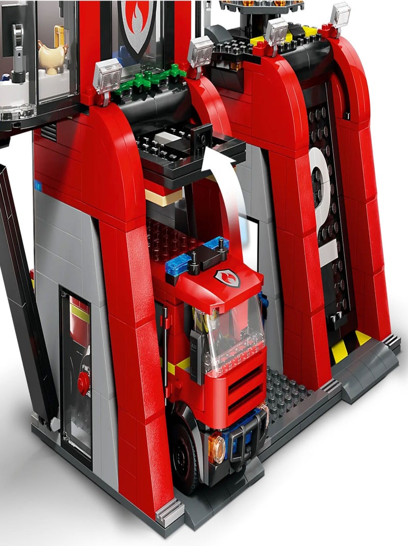 LEGO City - La caserne et le camion de pompiers - 60414 Multicolore - Kiabi