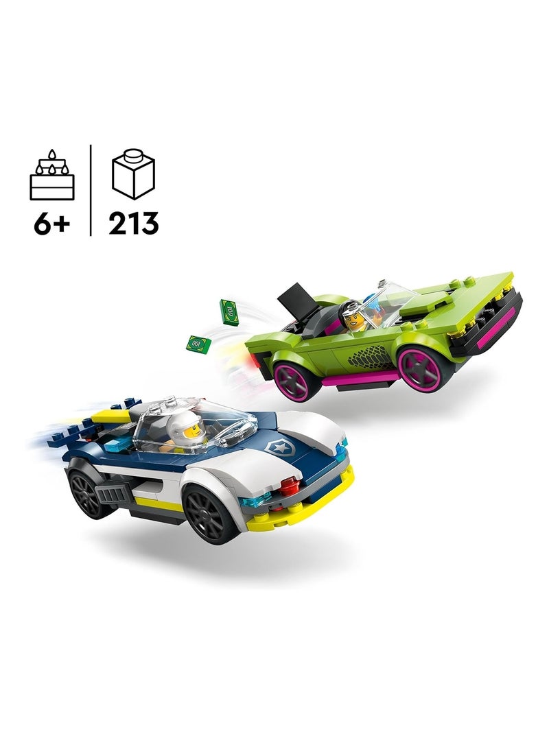 LEGO City - La course-poursuite entre la voiture de police et la super voiture - 60415 Multicolore - Kiabi
