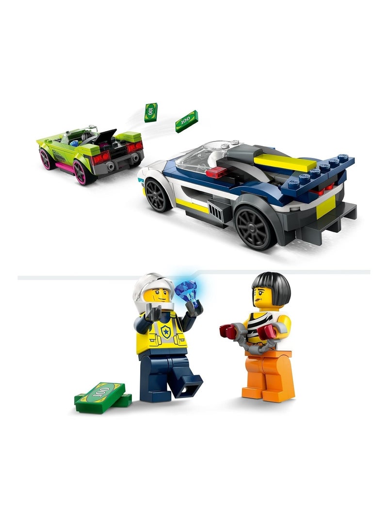 LEGO City - La course-poursuite entre la voiture de police et la super voiture - 60415 Multicolore - Kiabi