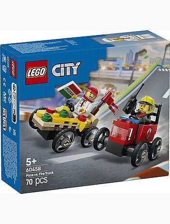 LEGO City - Pack de bolides de course : camion de pizza contre camion de pompiers - 60458