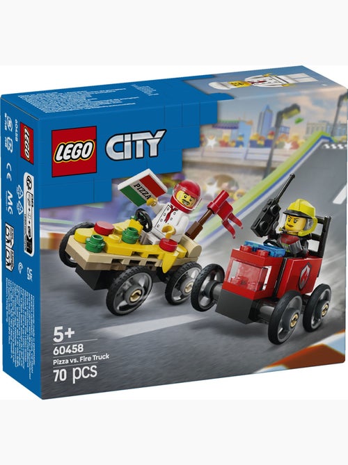 LEGO City - Pack de bolides de course : camion de pizza contre camion de pompiers - 60458 - Kiabi