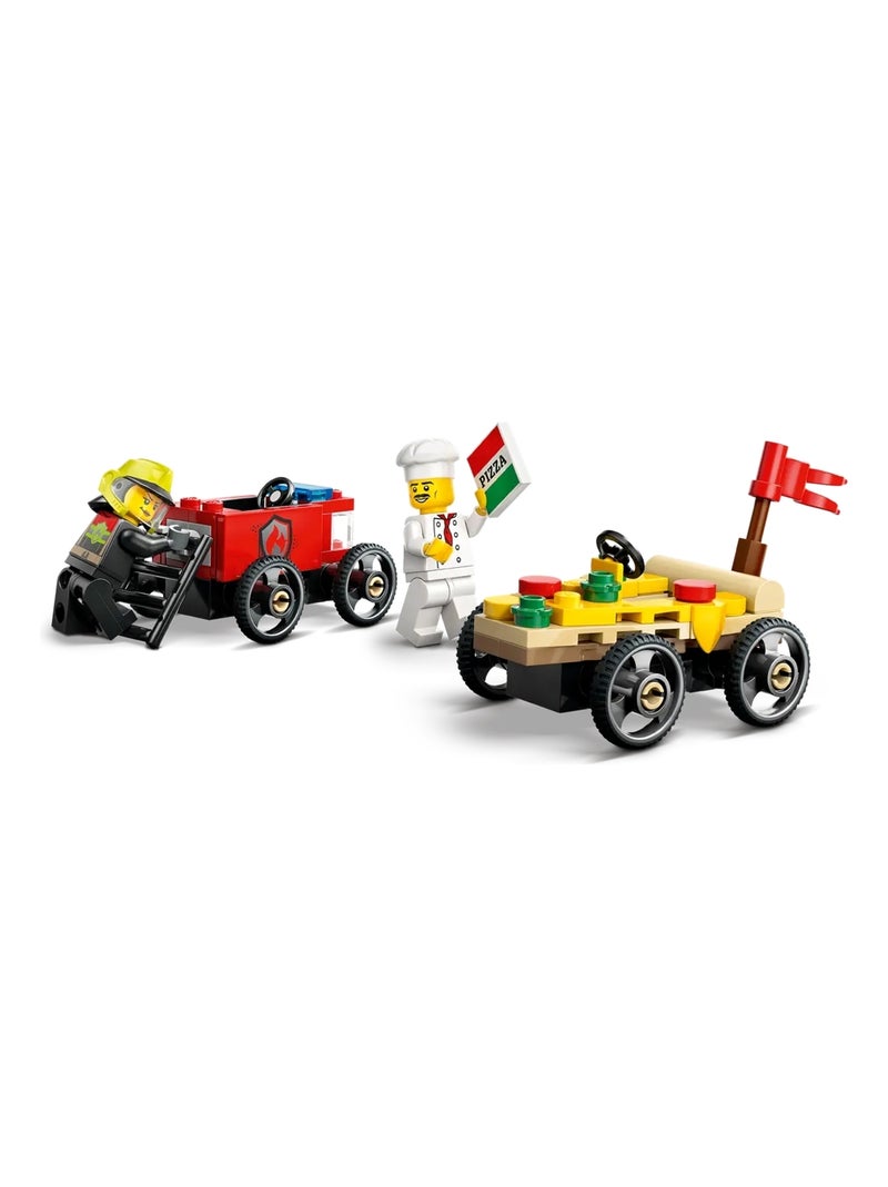 LEGO City - Pack de bolides de course : camion de pizza contre camion de pompiers - 60458 Multicolore - Kiabi