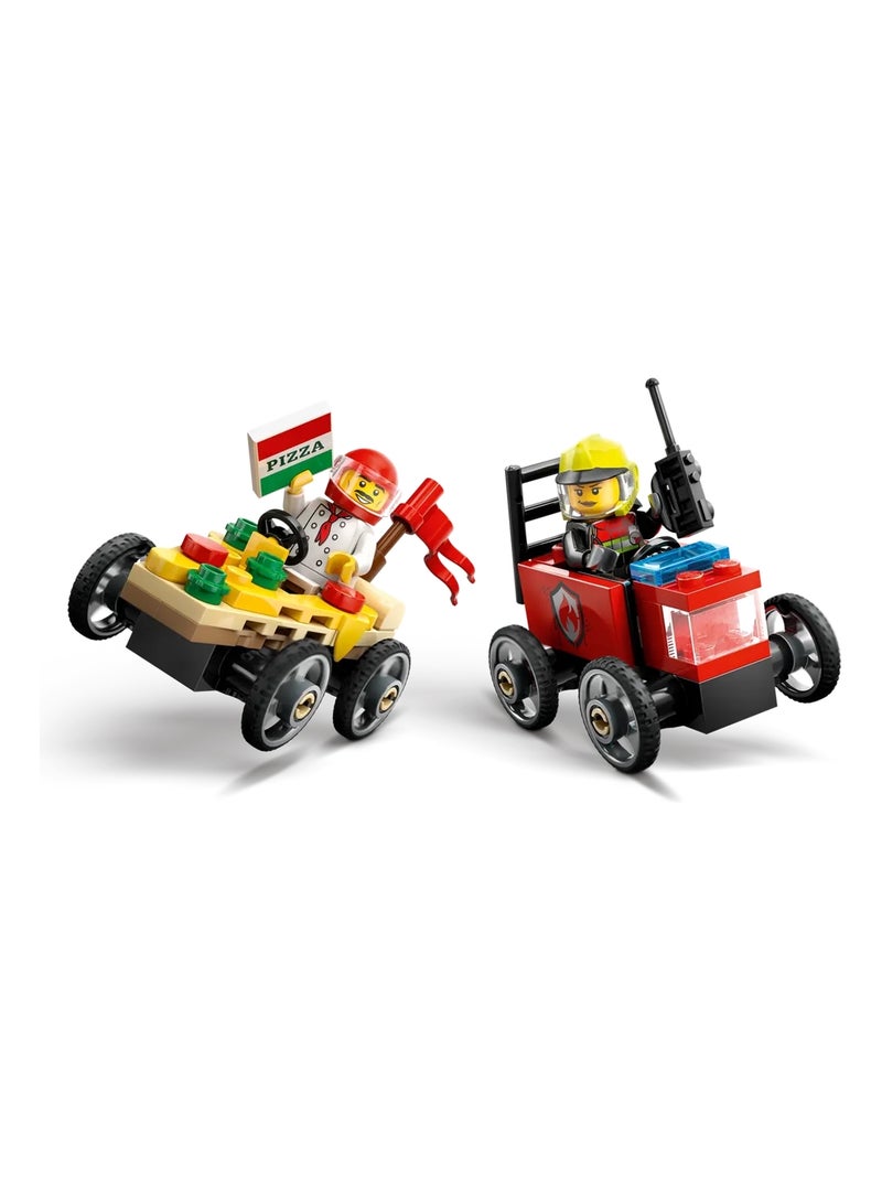 LEGO City - Pack de bolides de course : camion de pizza contre camion de pompiers - 60458 Multicolore - Kiabi