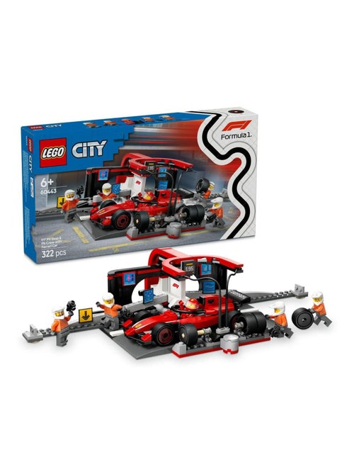 LEGO City 60443 - Arrêt au stand F1 avec voiture Ferrari, pilote et 4 mécaniciens - Kiabi