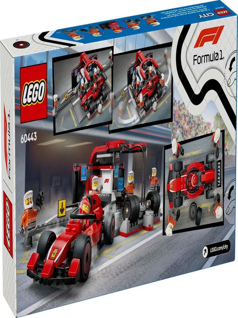 LEGO City 60443 - Arrêt au stand F1 avec voiture Ferrari, pilote et 4 mécaniciens Multicolore - Kiabi