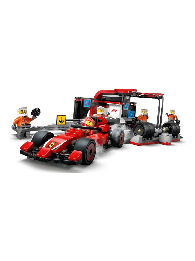LEGO City 60443 - Arrêt au stand F1 avec voiture Ferrari, pilote et 4 mécaniciens Multicolore - Kiabi