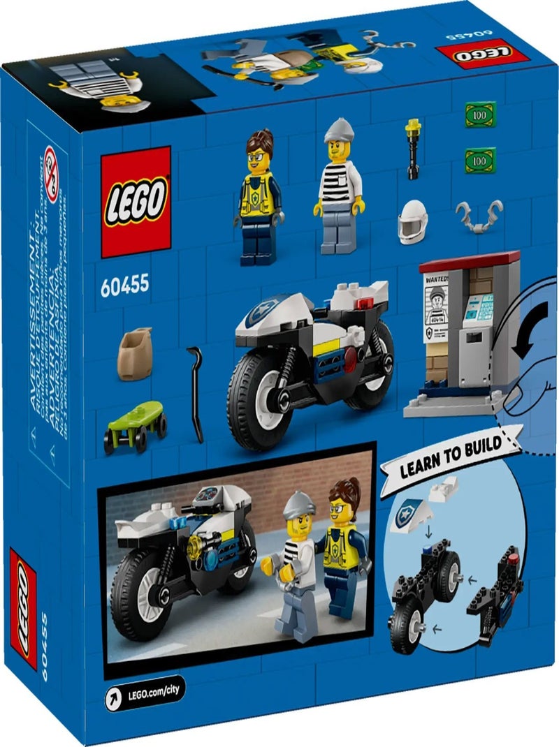 LEGO City 60455 — La course-poursuite en moto de police Multicolore - Kiabi