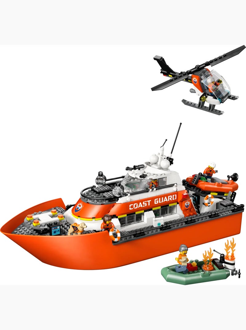 LEGO City 60504 Bateau de sauvetage et hélicoptère des garde‑côtes Bleu - Kiabi