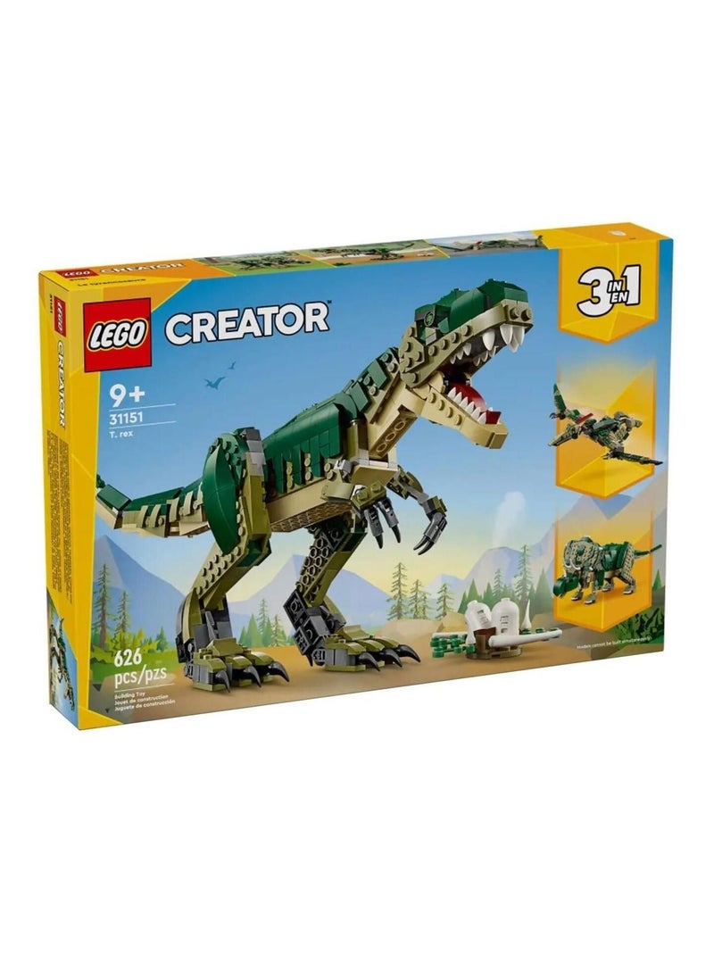 LEGO Creator 3-en-1 T. rex (31151) — 626 pièces, dès 9 ans Bleu - Kiabi