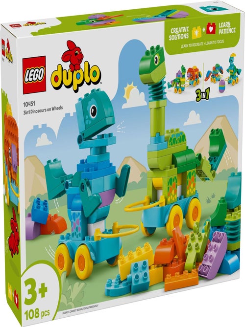 LEGO DUPLO - Dinosaures sur Roues 3-en-1 - 10451 pour Petits Explorateurs - Kiabi