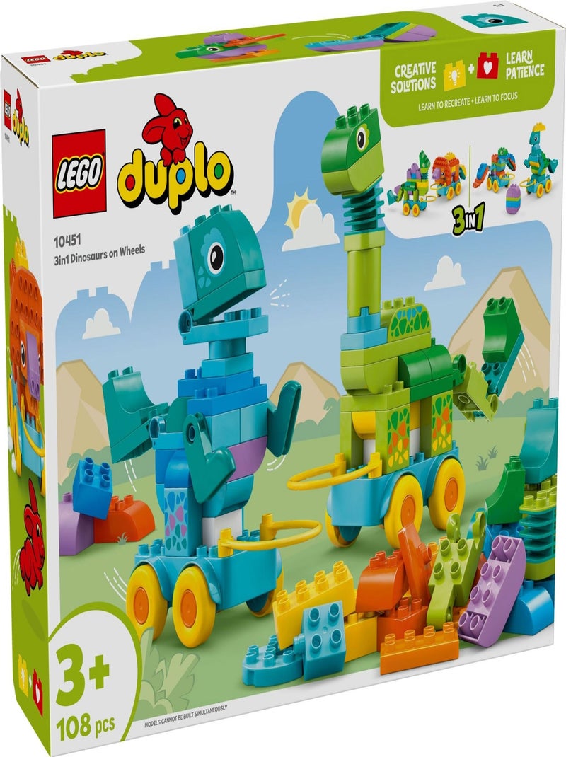 LEGO DUPLO - Dinosaures sur Roues 3-en-1 - 10451 pour Petits Explorateurs Vert - Kiabi