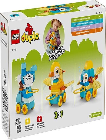 LEGO DUPLO 10448 — Animaux sur roues 3‑en‑1, 58 pièces (2–4 ans)