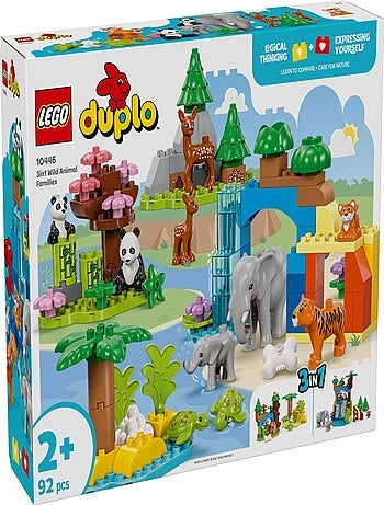 LEGO DUPLO Familles d'animaux sauvages 3-en-1 10446, 92 pièces — dès 2 ans