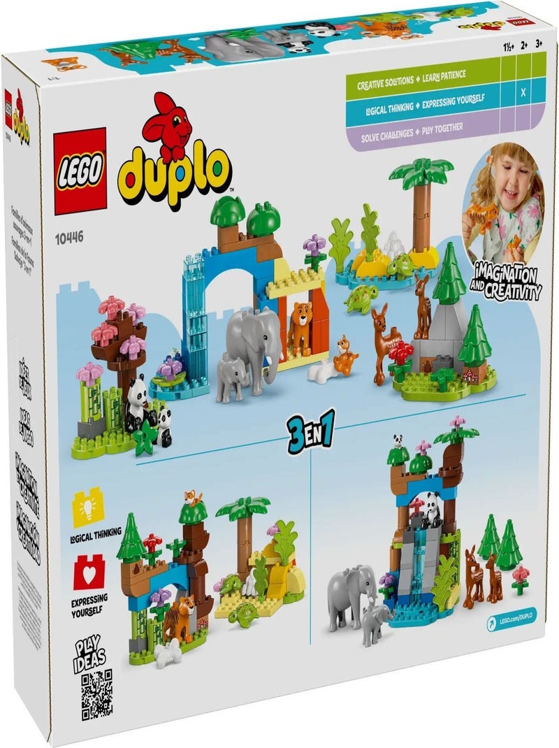 LEGO DUPLO Familles d'animaux sauvages 3-en-1 10446, 92 pièces — dès 2 ans Bleu - Kiabi