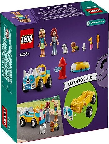 LEGO Friends 42635 — Voiture de toilettage canin, 2 mini-poupées et 2 chiots, dès 4 ans.