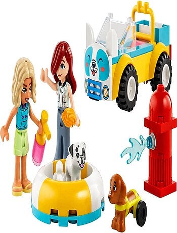 LEGO Friends 42635 — Voiture de toilettage canin, 2 mini-poupées et 2 chiots, dès 4 ans.