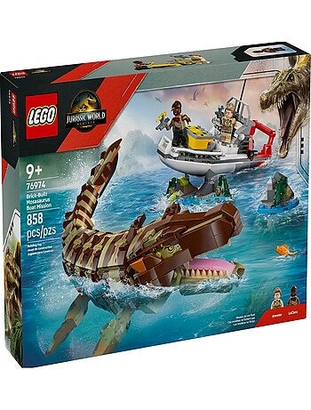 LEGO Jurassic World - Bateau en mission et mosasaure en briques 76974