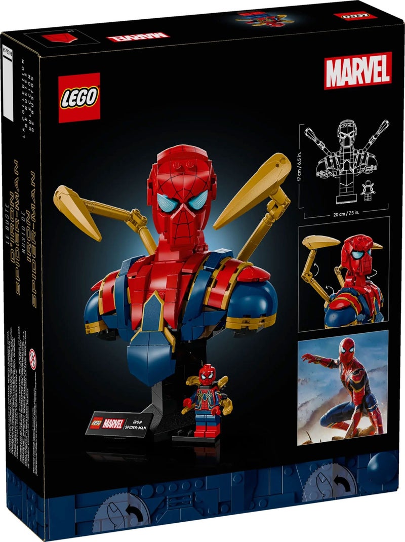 LEGO Marvel - Buste d'Iron Spider-Man 76326 à Construire et Exposer Rouge - Kiabi