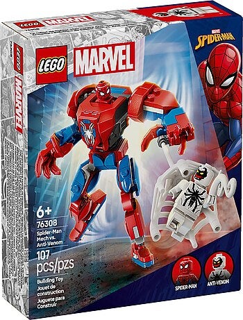 LEGO Marvel 76308 — Robot de Spider-Man contre Anti-Venom, 107 pièces