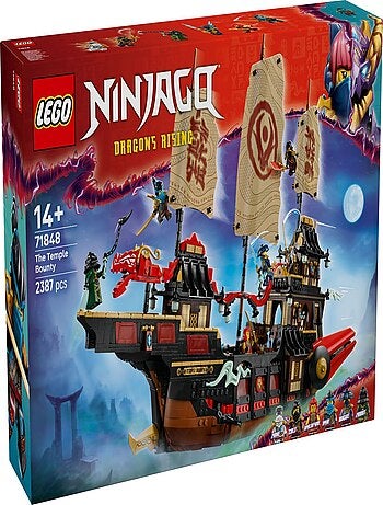 LEGO NINJAGO - Le Temple Bounty 71848, bateau 2 387 pièces avec 6 minifigurines