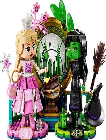 LEGO Wicked 75682 — Figurines Elphaba et Glinda avec accessoires.
