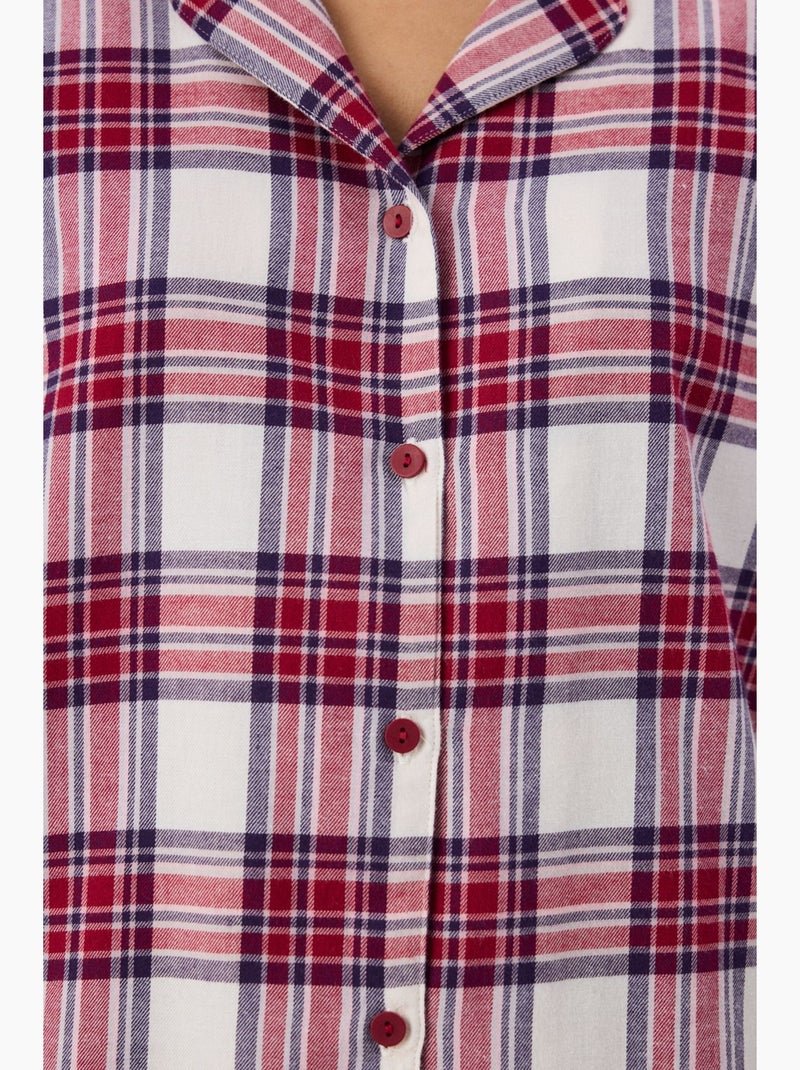Leila pyjama à carreaux, chemise et pantalon manches longues penti Blanc Rouge Bleu - Kiabi