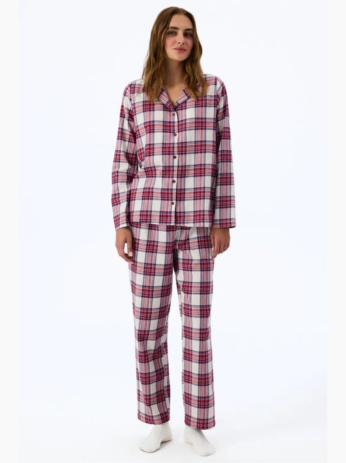 Leila pyjama à carreaux, chemise et pantalon manches longues penti - Kiabi