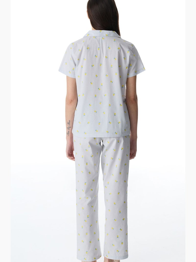 Lemons ensemble de pyjama chemise et pantalon penti Blanc cassé - Kiabi