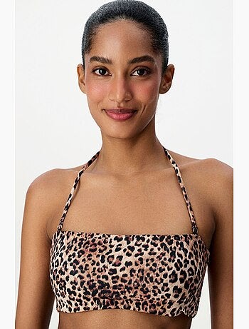 Leo haut de bikini bandeau à motif léopard penti