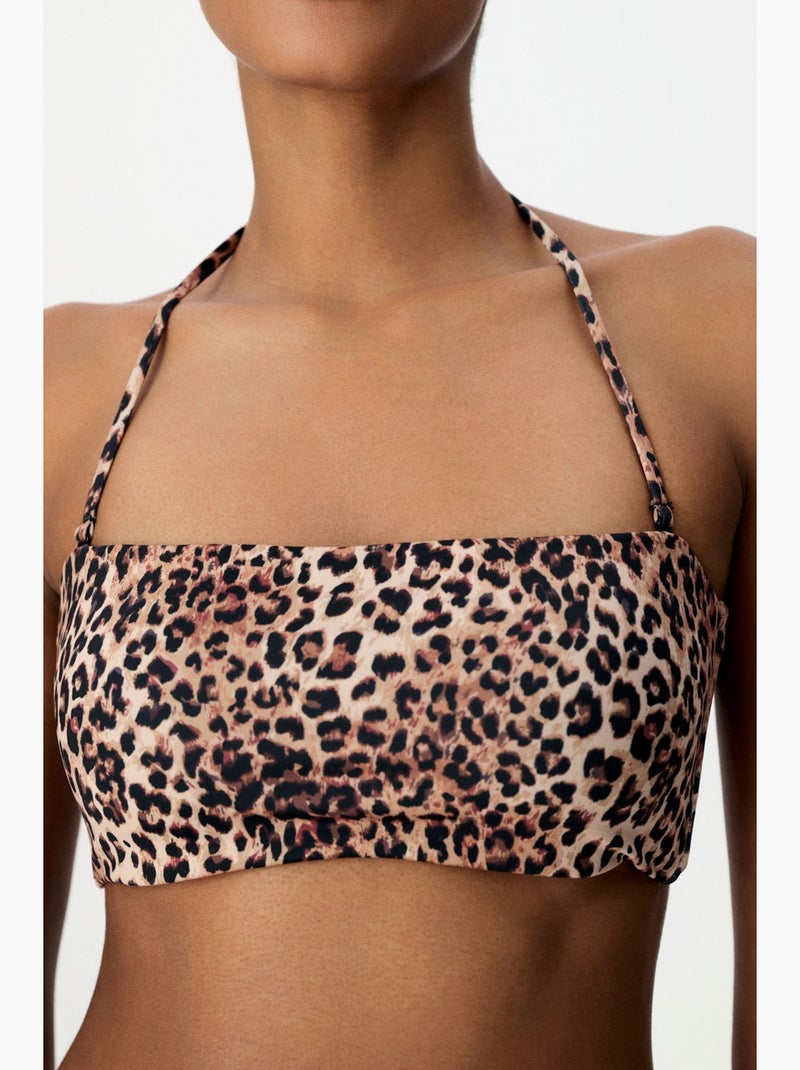 Leo haut de bikini bandeau à motif léopard penti Grège - Kiabi