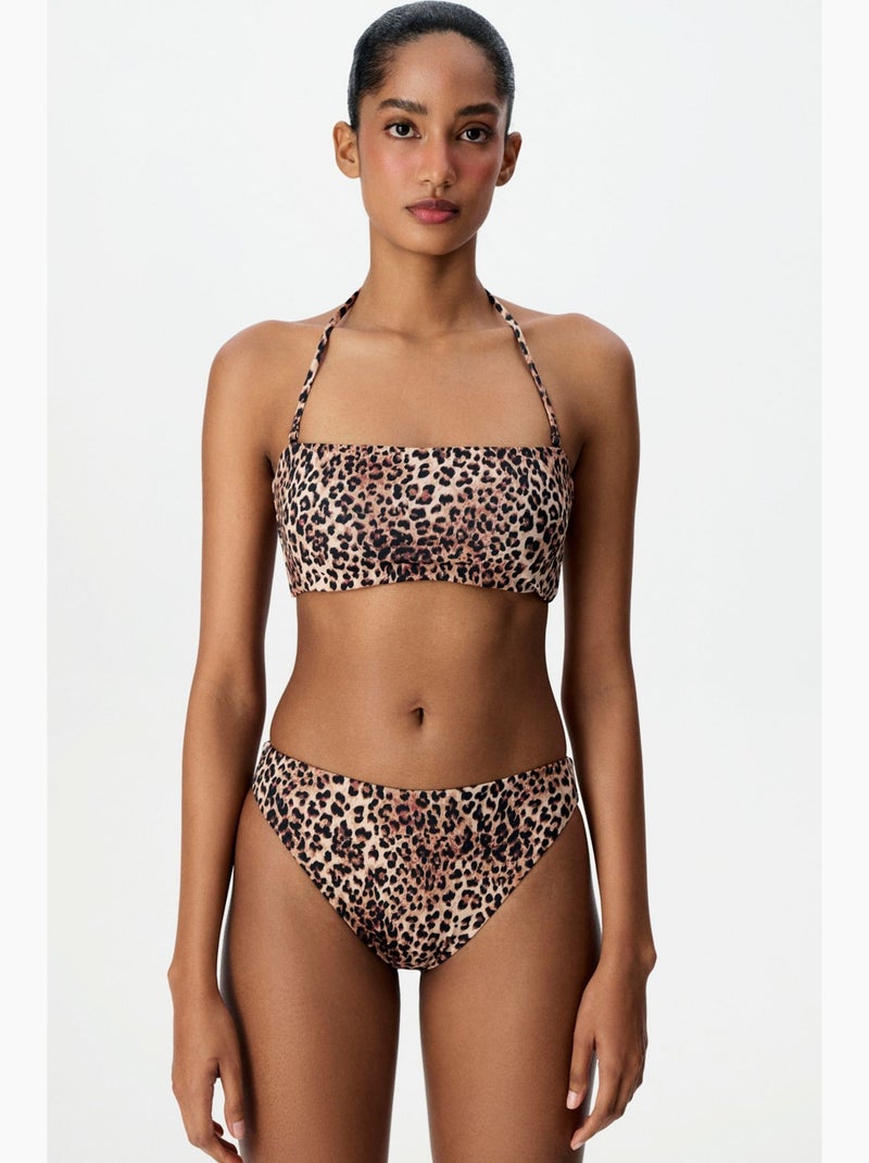 Leo haut de bikini bandeau à motif léopard penti Grège - Kiabi