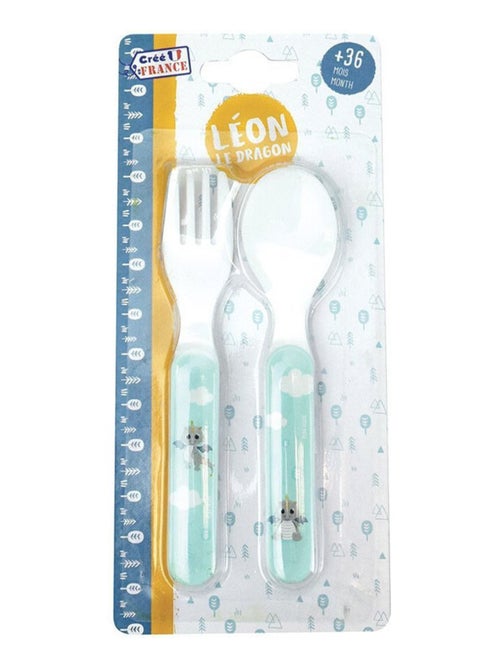 LEON LE DRAGON LOT 6 PCS (VERRESx2, COUVERTSx2 ET ASSIETTESx2) - Kiabi