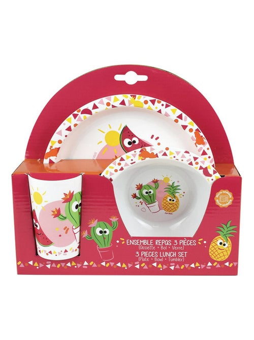 Les Amis Fruits Ensemble Repas, Assiette, Bol, Verre Rouge 220 Ml - Kiabi
