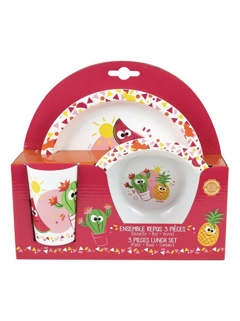 Les Amis Fruits Ensemble Repas, Assiette, Bol, Verre Rouge 220 Ml Multicolore - Kiabi