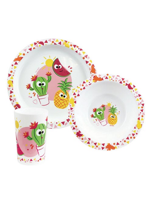 Les Amis Fruits Ensemble Repas, Assiette, Bol, Verre Rouge 220 Ml - Kiabi