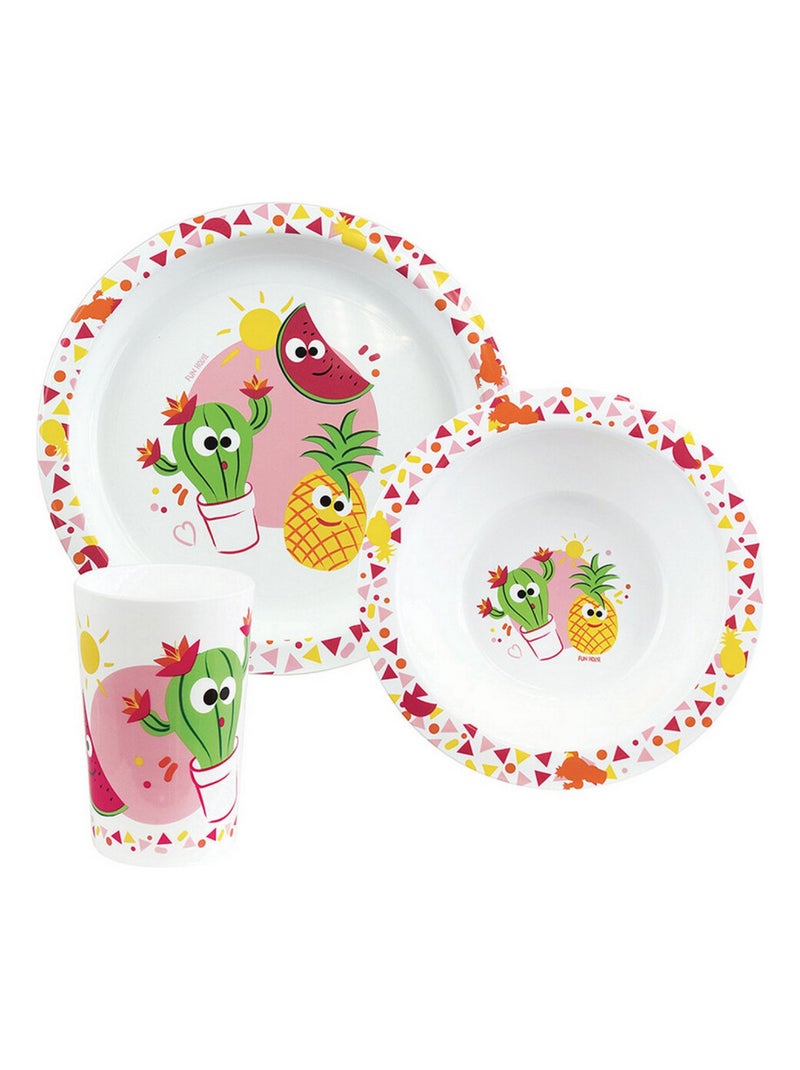 Les Amis Fruits Ensemble Repas, Assiette, Bol, Verre Rouge 220 Ml Multicolore - Kiabi