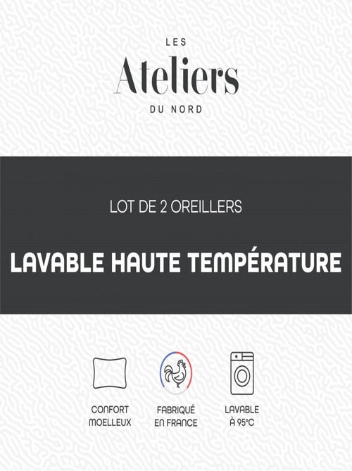 Les Ateliers du Nord - Lot de 2 Oreillers Lavage 95° 60x60cm - Kiabi Les Ateliers du Nord - Lot de 2 Oreillers Lavage 95° 60x60cm - Kiabi