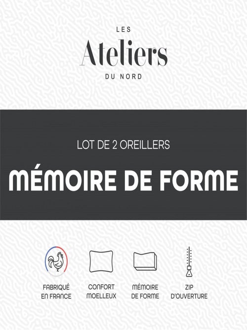 Les Ateliers du Nord - Lot de 2 oreillers mémoire de forme 60x60cm - Kiabi