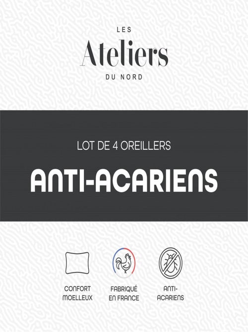 Les Ateliers du Nord - Lot de 4 oreillers moelleux Anti-acariens 60x60cm - Kiabi