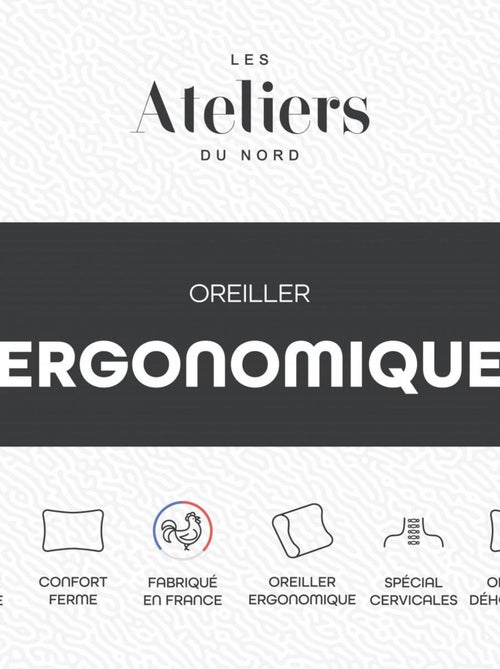 Les Ateliers du Nord - Oreiller Ergonomique Mémoire de forme 50x30cm - Kiabi Les Ateliers du Nord - Oreiller Ergonomique Mémoire de forme 50x30cm - Kiabi
