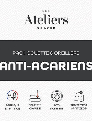Les Ateliers du Nord - Pack Couette Chaude + 1 ou 2 oreillers Anti Acariens