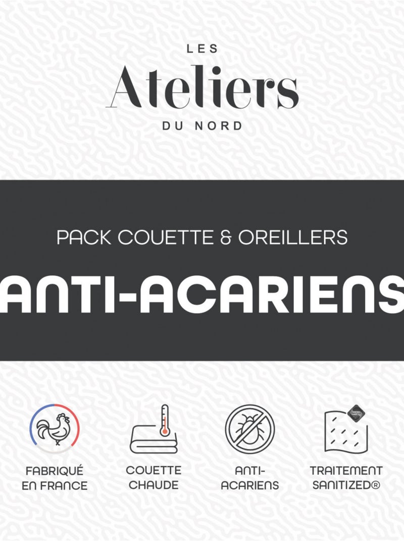 Les Ateliers du Nord - Pack Couette Chaude + 1 ou 2 oreillers Anti Acariens Blanc - Kiabi