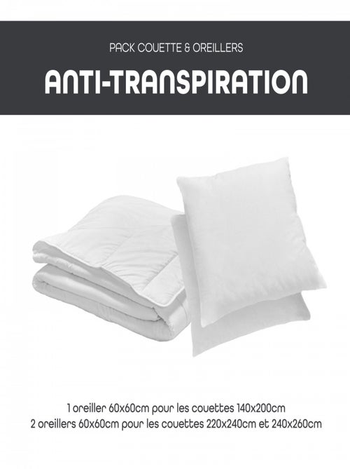 Les Ateliers du Nord - Pack Couette Légère Anti-transpiration + 1 ou 2 oreillers - Kiabi