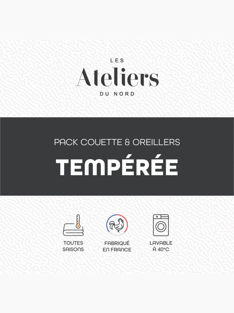 Les Ateliers du Nord - Pack Couette Tempérée + 1 ou 2 oreillers Blanc - Kiabi